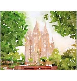 Watercolor Temple 8x10 - Salt Lake (landscape)