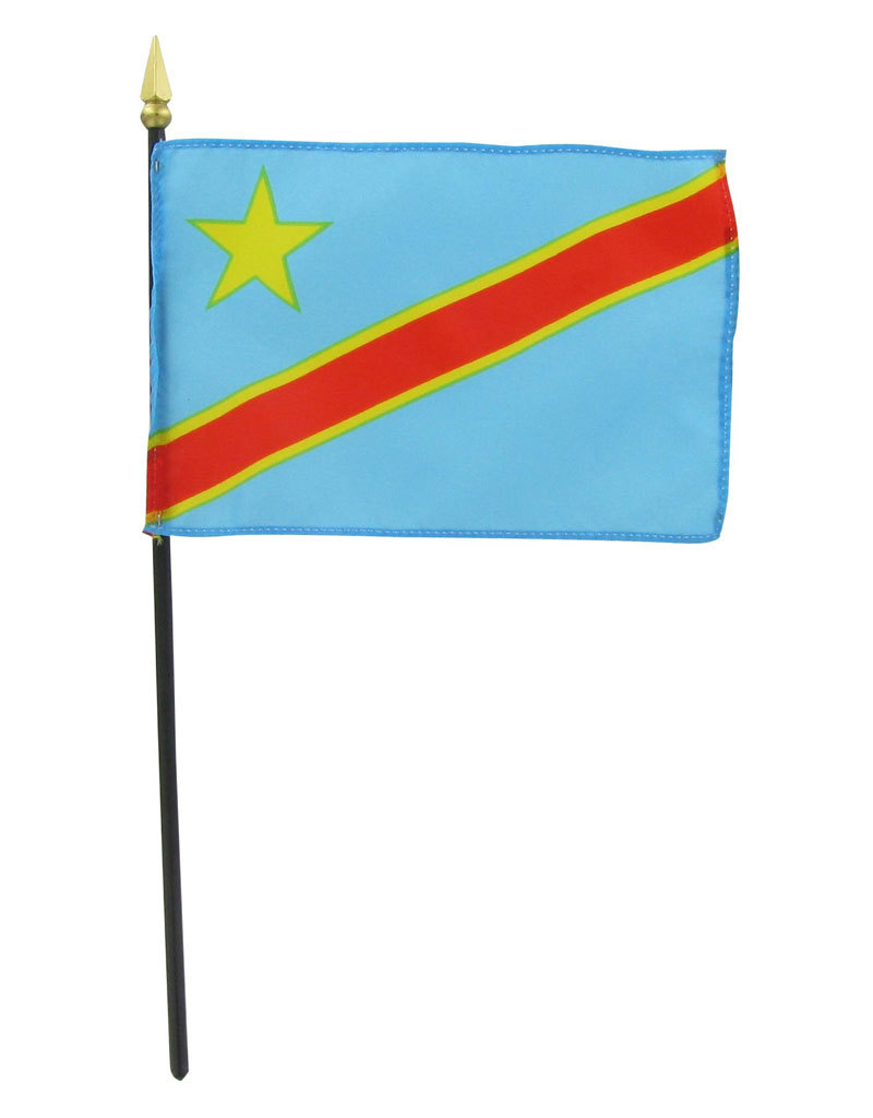 Stick Flag 4"x6" - Democratic Republic of Congo