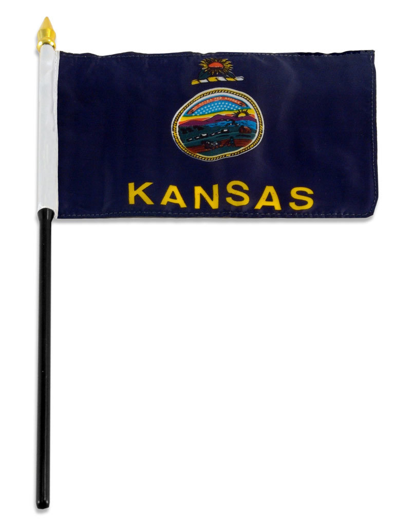 Popcorn Tree Stick Flag 4"x6" - Kansas