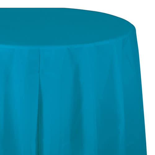 Creative Converting Turquoise - Tablecover, 82" Rnd Plastic