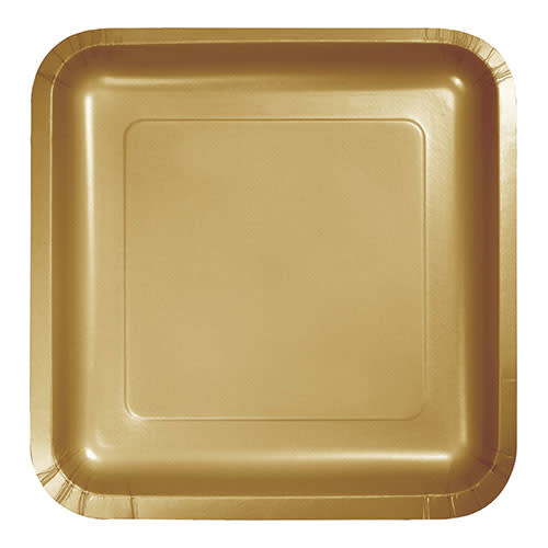 Creative Converting Glittering Gold - Plates, 7" Square Paper 18ct