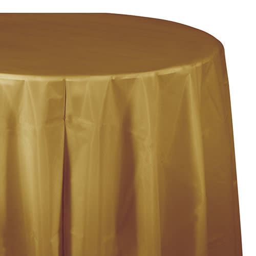 Creative Converting Glittering Gold - Tablecover, 82" Rnd Plastic