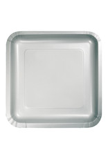 Creative Converting Shimmering Silver - Plates, 9" Square Paper 18ct