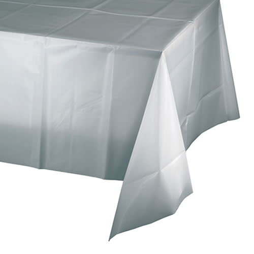 Creative Converting Shimmering Silver - Tablecover, 54x108 Plastic