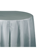 Creative Converting Shimmering Silver - Tablecover, 82" Rnd Plastic