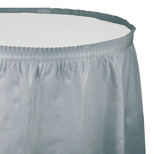 Creative Converting Shimmering Silver - Tableskirt, 14' Plastic