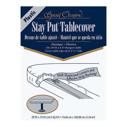 Creative Converting White - Tablecover, 29x72 Stay Put Plastic