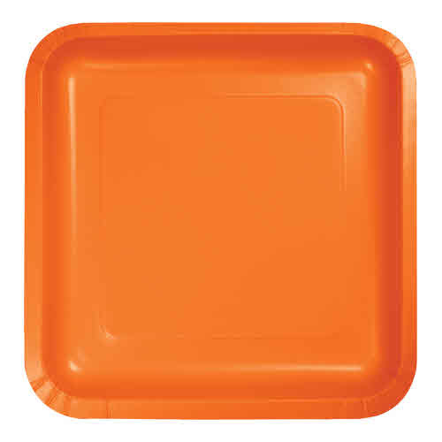 Creative Converting Sunkissed Orange - Plates, 9" Square Paper 18ct