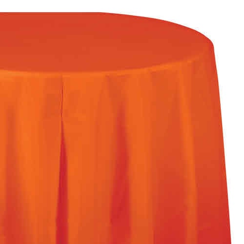 Creative Converting Sunkissed Orange - Tablecover, 82" Rnd Plastic