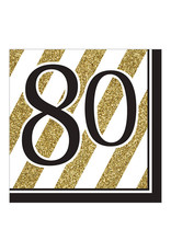 Creative Converting Black & Gold - "80" Napkins, Lunch