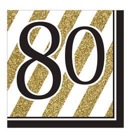 Creative Converting Black & Gold - "80" Napkins, Lunch