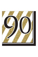 Creative Converting Black & Gold - "90" Napkins, Lunch