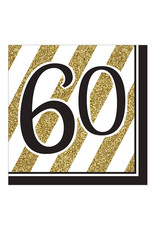 Creative Converting Black & Gold - "60" Napkins, Lunch