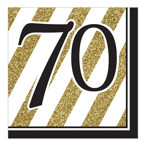 Creative Converting Black & Gold - "70" Napkins, Lunch