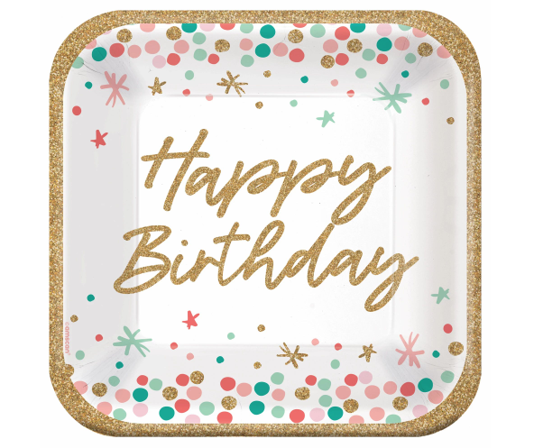 Wish Big Birthday 9" Square Plates