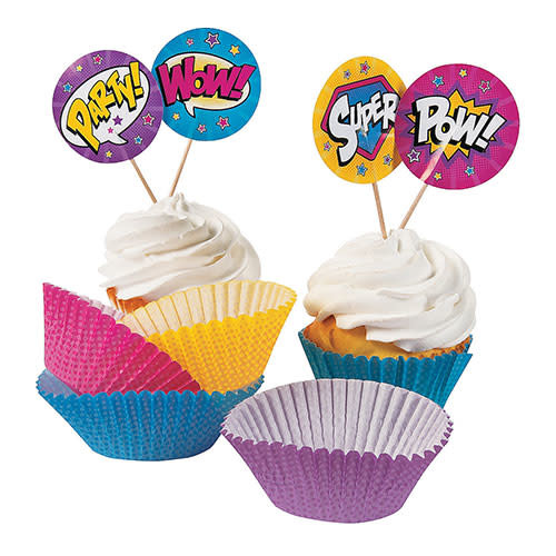 FUN EXPRESS Superhero Girl - Cupcake Wrappers with Picks