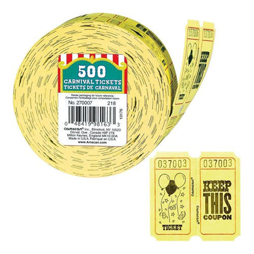 Ticket Roll - Carnival Double Tickets Assrt Colors