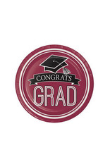 Creative Converting School Colors Graduation 7" Plates - Burgundy