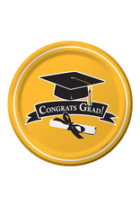 Creative Converting School Colors Graduation 7" Plates - Yellow