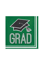 Creative Converting School Colors Graduation Beverage Napkins - Green