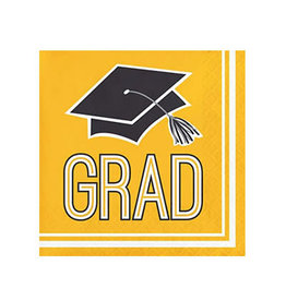 Creative Converting School Colors Graduation Beverage Napkins - Yellow