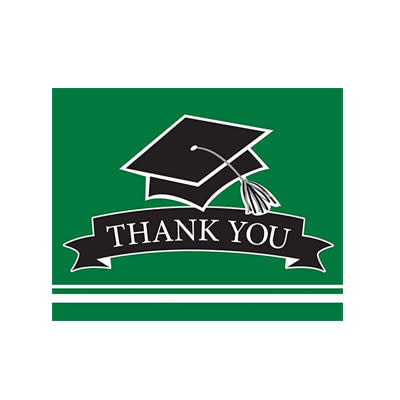 Creative Converting School Colors Graduation Thank You Cards - Green