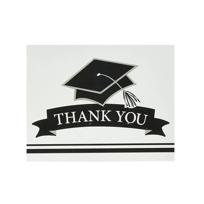 Creative Converting School Colors Graduation Thank You Cards - White
