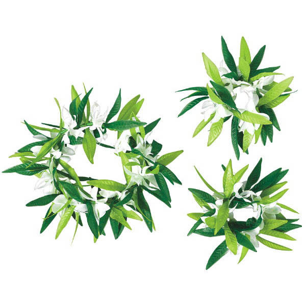 Green Leaf w/ Flower Head Wreath & Wrislets Set