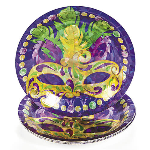 FUN EXPRESS Prismatic Mardi Gras - Plates, 7" Dessert