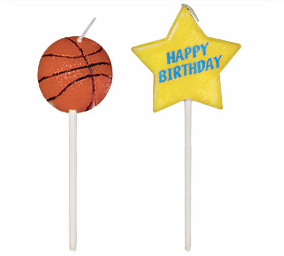 Basketball Birthday Pick 3" Candles