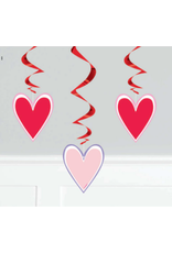 Unique Pink/Red Heart Hanging Swirl Decoration