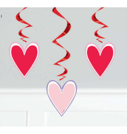 Unique Pink/Red Heart Hanging Swirl Decoration