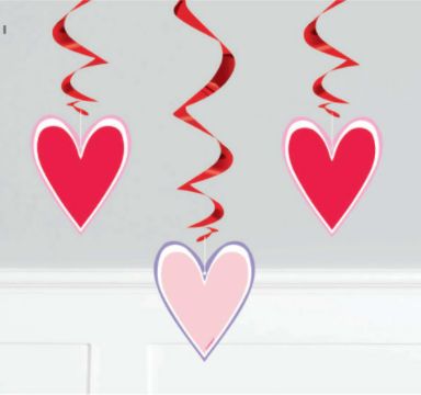 Unique Pink/Red Heart Hanging Swirl Decoration