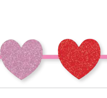 Creative Converting Ribbon Garland with Glitter Hearts - Discontinued