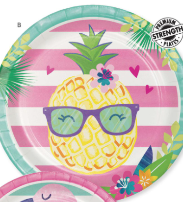 Creative Converting Pineapple N Friends - 9" Plates