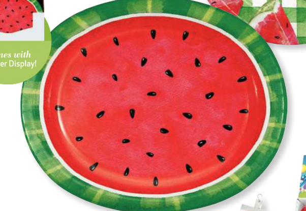Creative Converting - Holiday Watermelon Check - Oval Platter