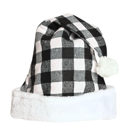 Beistle White & Black Plaid Santa Hat