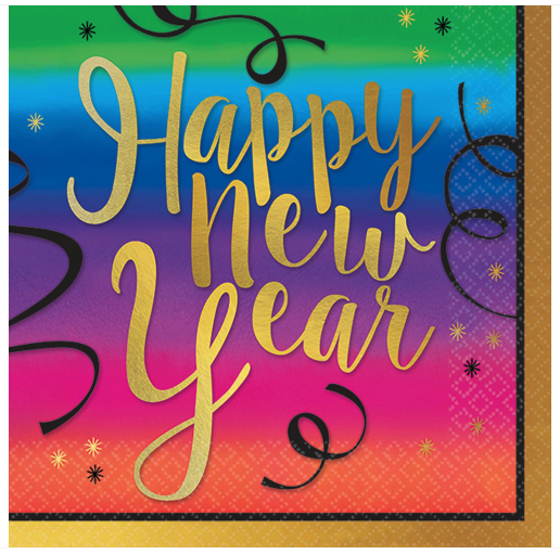 Colorful New Year Beverage Napkins -Discontinued