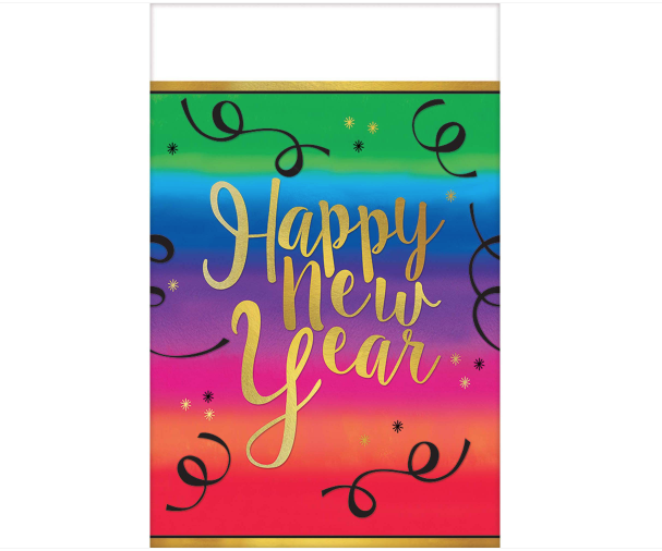 Colorful New Year Plastic Table Cover -Discontinued
