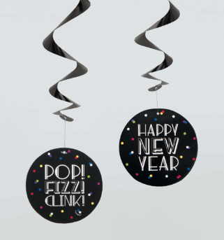 Unique Holiday New Years Neon Dots Hanging Swirl Decor