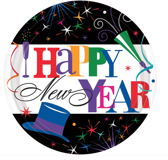 Ring in the New Year Round Plates, 7"