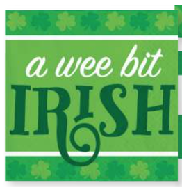 Creative Converting Irish Clover - "A Wee Bit Irish" Bev Napkin - Discontinued