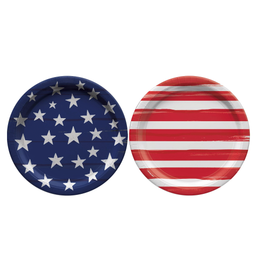 Amscan - Holiday Painted Patriotic Round Plates, 7" - 50ct