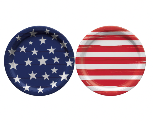 Amscan - Holiday Painted Patriotic Round Plates, 7" - 50ct