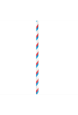 Amscan - Holiday Paper Straws w/Stripes - Red, White, Blue