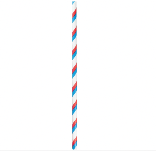 Amscan - Holiday Paper Straws w/Stripes - Red, White, Blue