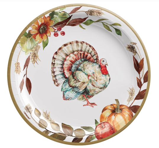 Amscan - Holiday Grateful Day 10 1/2" Round Plates