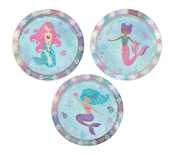 Shimmering Mermaids 7" Assorted Iridescent Round Plates