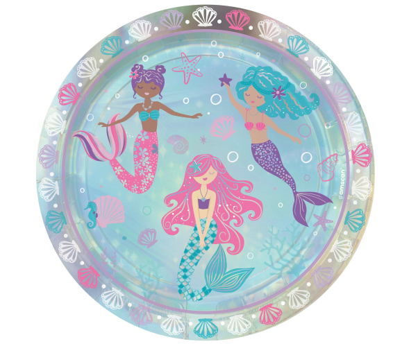 Shimmering Mermaids 9" Iridescent Round Plates