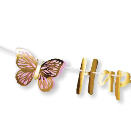 Creative Converting Butterfly Shimmer Letter Ribbon Banner